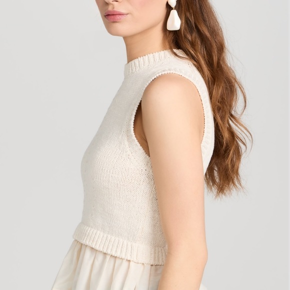 NWT Ulla Johnson Edda Elegant Sleeveless Knit Peplum Silk & Cotton Top Ivory - Picture 13 of 16